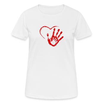 HAND IN HAND RED - Frauen T-Shirt atmungsaktiv - Weiß - Vorne - AI Model Female 172 dark (172cm)