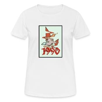 1990 - Frauen T-Shirt atmungsaktiv - Weiß - Vorne - AI Model Female 172 dark (172cm)