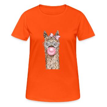 Llama lama alpaca no problama probllama - Frauen T-Shirt atmungsaktiv - Neonorange - Vorne - AI Model Female 172 dark (172cm)