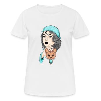 Femme chat - T-shirt respirant Femme - blanc - Devant - AI Model Female 172 dark (172cm)