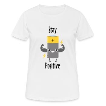 RESTEZ LA BATTERIE POSİTİVE - T-shirt respirant Femme - blanc - Devant - AI Model Female 172 dark (172cm)