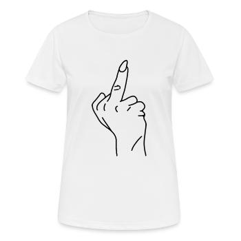 Mittelfinger - Frauen T-Shirt atmungsaktiv - Weiß - Vorne - AI Model Female 172 dark (172cm)
