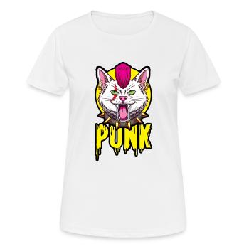 Punk chat pour un punk ami chat - T-shirt respirant Femme - blanc - Devant - AI Model Female 172 dark (172cm)