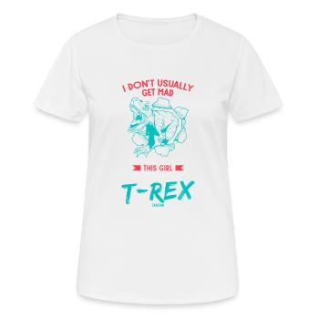 T-Rex - Frauen T-Shirt atmungsaktiv - Weiß - Vorne - AI Model Female 172 dark (172cm)
