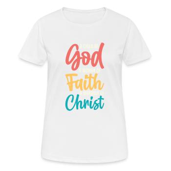 Jesus A Child Of God A Woman Of Faith A Warrior - Frauen T-Shirt atmungsaktiv - Weiß - Vorne - AI Model Female 172 dark (172cm)