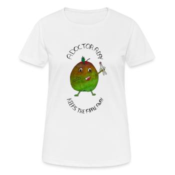 A Doctor a day keeps the Apple away - Frauen T-Shirt atmungsaktiv - Weiß - Vorne - AI Model Female 172 dark (172cm)
