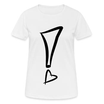 Point d’exclamation avec coeur noir - T-shirt respirant Femme - blanc - Devant - AI Model Female 172 dark (172cm)