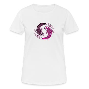 Ying Yang Kois - Frauen T-Shirt atmungsaktiv - Weiß - Vorne - AI Model Female 172 dark (172cm)