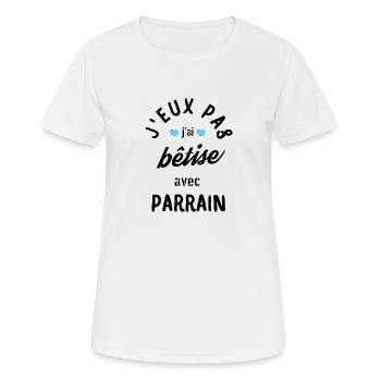 J Peux Pas j ai Bêtise avec parrain - T-shirt respirant Femme - blanc - Devant - AI Model Female 172 dark (172cm)