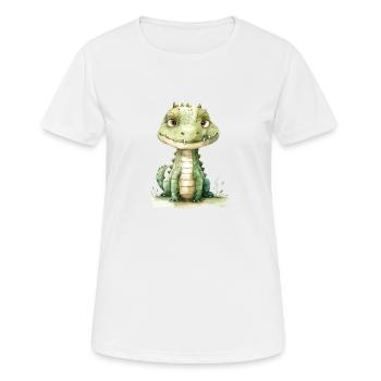 Krokodil, handgemalt - Wasserfarben - Frauen T-Shirt atmungsaktiv - Weiß - Vorne - AI Model Female 172 dark (172cm)