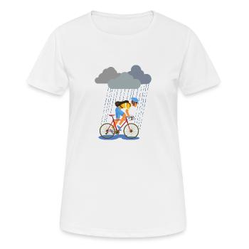 Racing bike bike commuter rain, bad weather - Women's Breathable T-Shirt - white - Front - AI Model Female 172 dark (172cm)