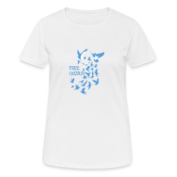 pigeons,oiseaux,troupeaux d’oiseaux,ouïghours libres,ouïghours - T-shirt respirant Femme - blanc - Devant - AI Model Female 172 dark (172cm)