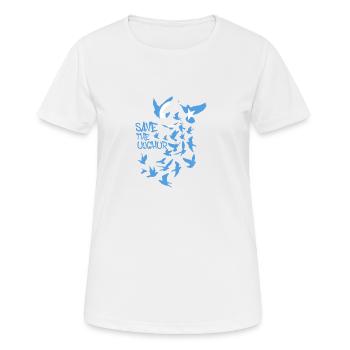 pigeons,oiseaux,troupeaux d’oiseaux,ouïghours libres,ouïghours - T-shirt respirant Femme - blanc - Devant - AI Model Female 172 dark (172cm)