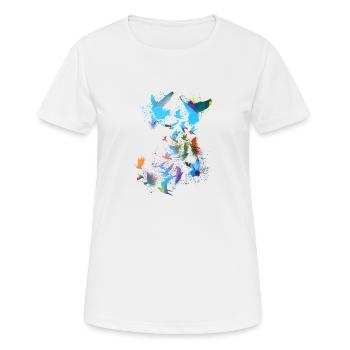 tauben,taube,vögel,vogelschwarm,graffiti,blau - Frauen T-Shirt atmungsaktiv - Weiß - Vorne - AI Model Female 172 dark (172cm)