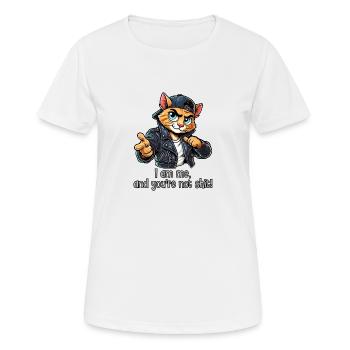 Ich bin ich, und du bist kein Scheiß! - Frauen T-Shirt atmungsaktiv - Weiß - Vorne - AI Model Female 172 dark (172cm)