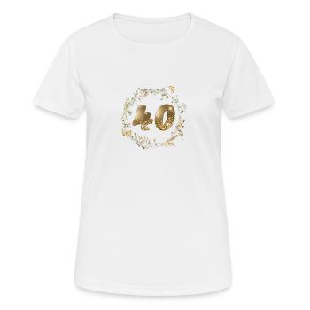 Numéro 40, paillettes, couronne boho, personnalisable - T-shirt respirant Femme - blanc - Devant - AI Model Female 172 dark (172cm)