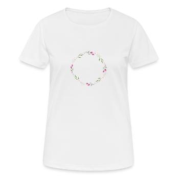 Spring flower wreath circle customizable - Women's Breathable T-Shirt - white - Front - AI Model Female 172 dark (172cm)