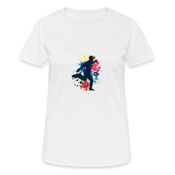 football footballeur attaquant garçons hommes coupe du monde - T-shirt respirant Femme - blanc - Devant - AI Model Female 172 dark (172cm)