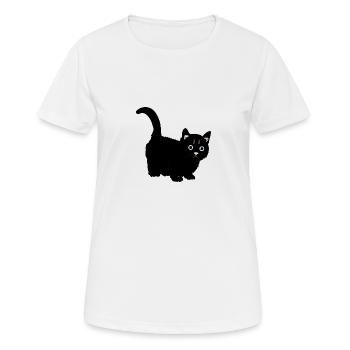 Katze schwarz - Frauen T-Shirt atmungsaktiv - Weiß - Vorne - AI Model Female 172 dark (172cm)