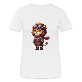 Cute Lion Pilot - Frauen T-Shirt atmungsaktiv - Weiß - Vorne - AI Model Female 172 dark (172cm)