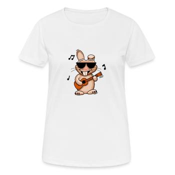 Hase mit Ukulele - Frauen T-Shirt atmungsaktiv - Weiß - Vorne - AI Model Female 172 dark (172cm)
