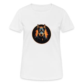 Doberman sur la roue chromatique avec des taches de couleur - T-shirt respirant Femme - blanc - Devant - AI Model Female 172 dark (172cm)