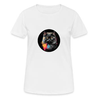 Süßes Perserkatzenportrait mit Farbklecksen - Frauen T-Shirt atmungsaktiv - Weiß - Vorne - AI Model Female 172 dark (172cm)