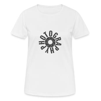 Photographer graphic - Women's Breathable T-Shirt - white - Front - AI Model Female 172 dark (172cm)