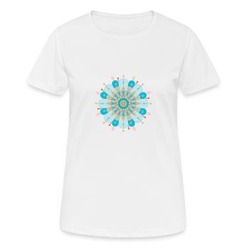 Mandala Blume, blau, sand - Frauen T-Shirt atmungsaktiv - Weiß - Vorne - AI Model Female 172 dark (172cm)