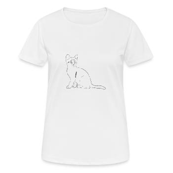 chat Illustration - T-shirt respirant Femme - blanc - Devant - AI Model Female 172 dark (172cm)