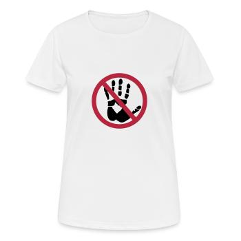 Handabdruck - Nicht anfassen! - Frauen T-Shirt atmungsaktiv - Weiß - Vorne - AI Model Female 172 dark (172cm)