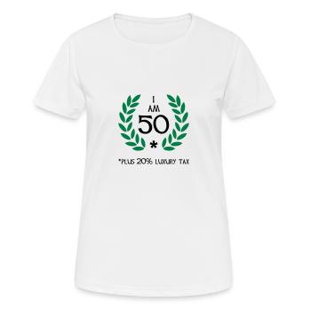 60 - 50 plus tax - Women's Breathable T-Shirt - white - Front - AI Model Female 172 dark (172cm)