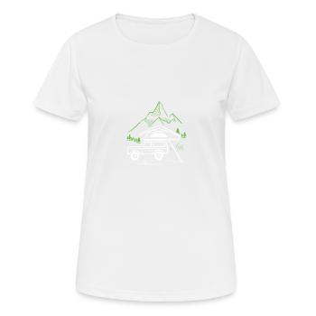 Dachzelten | Auto Camper | Camping | Mikro Camper - Frauen T-Shirt atmungsaktiv - Weiß - Vorne - AI Model Female 172 dark (172cm)