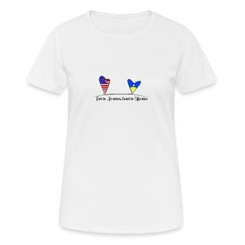 Feet in America, heart in Ukraine - Women's Breathable T-Shirt - white - Front - AI Model Female 172 dark (172cm)
