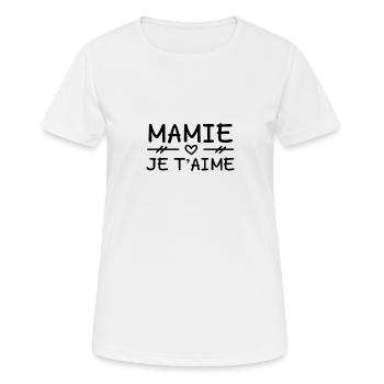MAMIE JE T'AIME - T-shirt respirant Femme - blanc - Devant - AI Model Female 172 dark (172cm)