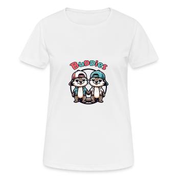Deux copains loutres mignons copains pour toujours - T-shirt respirant Femme - blanc - Devant - AI Model Female 172 dark (172cm)