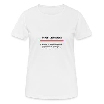 Artikel 1 Grundgesetz zur Würde des Menschen - Frauen T-Shirt atmungsaktiv - Weiß - Vorne - AI Model Female 172 dark (172cm)