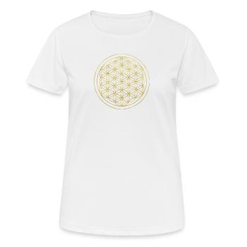Fleur de Vie n°1 or - T-shirt respirant Femme - blanc - Devant - AI Model Female 172 dark (172cm)