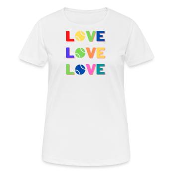 Love Love Love Tennis Slogan Design - Women's Breathable T-Shirt - white - Front - AI Model Female 172 dark (172cm)