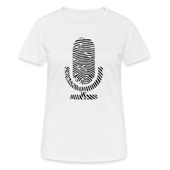 Fingerabdruck DNS DNA Mikrofon Sänger Podcast Mic - Frauen T-Shirt atmungsaktiv - Weiß - Vorne - AI Model Female 172 dark (172cm)