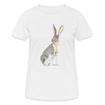 Lapin avec de longues cuillères - T-shirt respirant Femme - blanc - Devant - AI Model Female 172 dark (172cm)