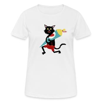 Katze_Schultüte - Frauen T-Shirt atmungsaktiv - Weiß - Vorne - AI Model Female 172 dark (172cm)