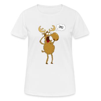 Erschrockener Elch - Frauen T-Shirt atmungsaktiv - Weiß - Vorne - AI Model Female 172 dark (172cm)