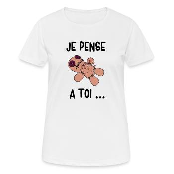 je pense à toi - T-shirt respirant Femme - blanc - Devant - AI Model Female 172 dark (172cm)