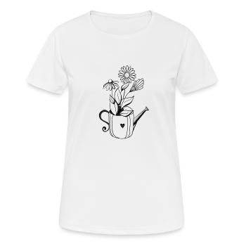 Fleurs dans l’arrosoir Illustration sucrée - T-shirt respirant Femme - blanc - Devant - AI Model Female 172 dark (172cm)