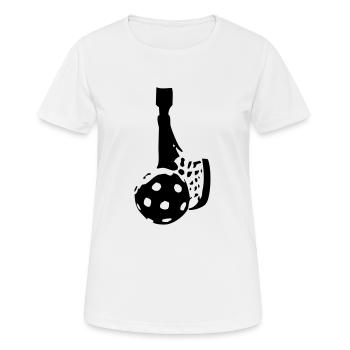 Unihockey 1 - Frauen T-Shirt atmungsaktiv - Weiß - Vorne - AI Model Female 172 dark (172cm)