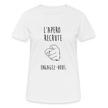 L'Apéro Recrute, Engagez-vous - T-shirt respirant Femme - blanc - Devant - AI Model Female 172 dark (172cm)
