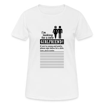 Cherche une amie (hétéro) - T-shirt respirant Femme - blanc - Devant - AI Model Female 172 dark (172cm)