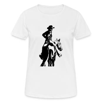 Cow-girl avec le cheval - T-shirt respirant Femme - blanc - Devant - AI Model Female 172 dark (172cm)