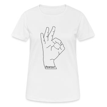 Perfekt - Frauen T-Shirt atmungsaktiv - Weiß - Vorne - AI Model Female 172 dark (172cm)
